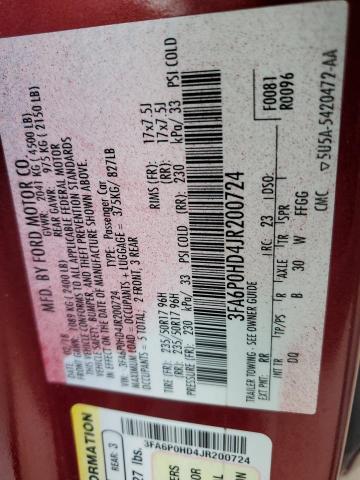 2018 FORD FUSION SE 3FA6P0HD4JR200724