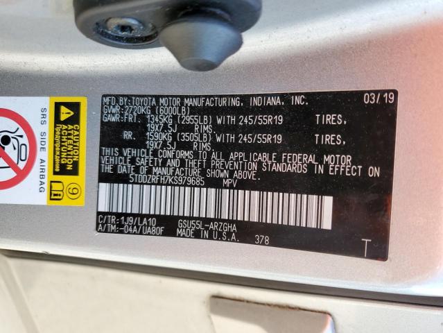2019 TOYOTA HIGHLANDER - 5TDDZRFH7KS979685