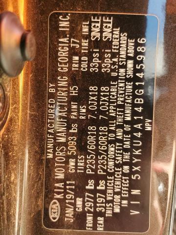 5XYKU4A14BG145986 KIA SORENTO EX