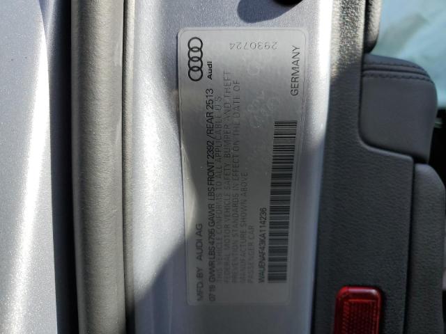 2019 AUDI A4 PREMIUM - WAUENAF43KA114236