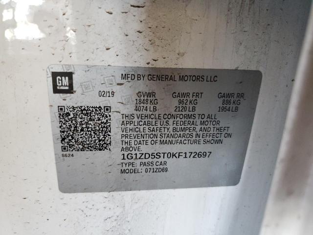 2019 CHEVROLET MALIBU LT 1G1ZD5ST0KF172697
