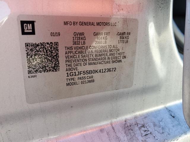 2019 CHEVROLET SONIC PREM - 1G1JF5SB0K4123672