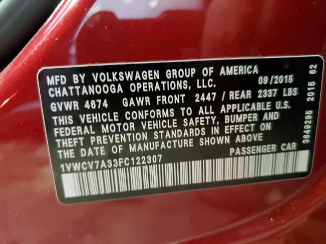 2015 VOLKSWAGEN PASSAT SEL - 1VWCV7A33FC122307