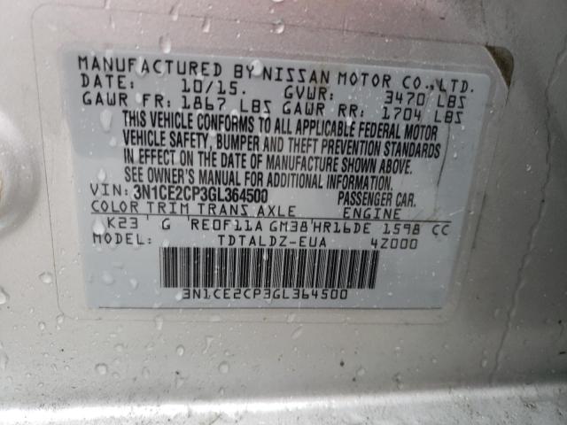 3N1CE2CP3GL364500 Nissan Versa Note S