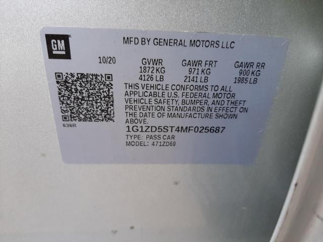 2021 CHEVROLET MALIBU LT 1G1ZD5ST4MF025687