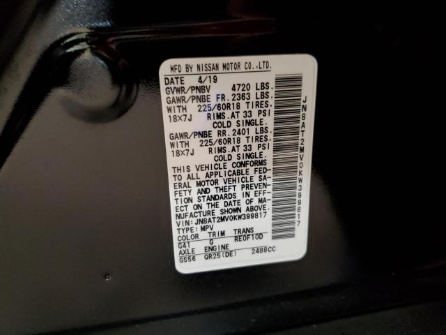 JN8AT2MV0KW399817 Nissan ROGUE S