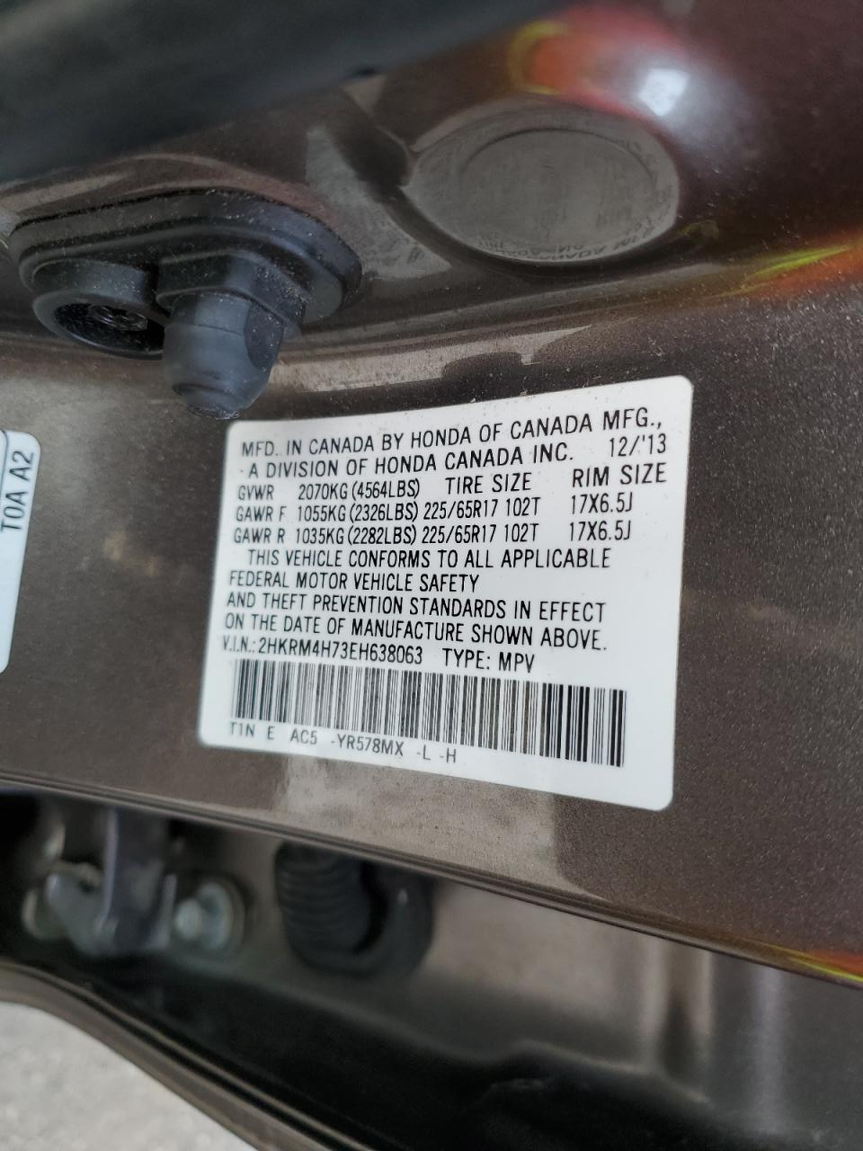 2HKRM4H73EH638063 2014 Honda Cr-V Exl