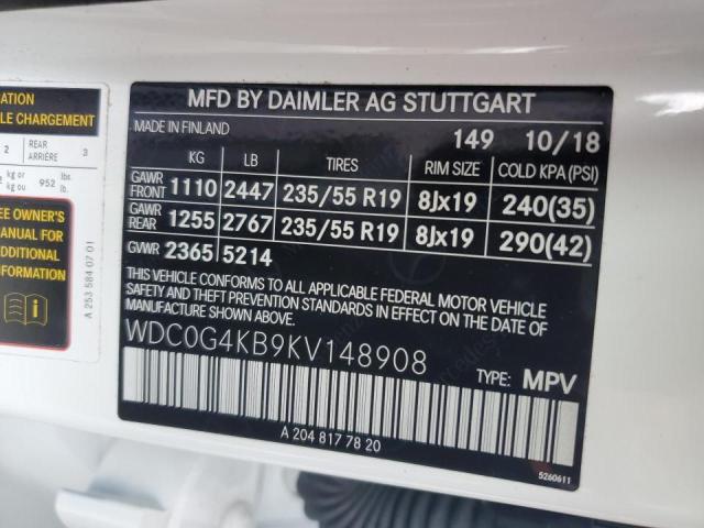 2019 MERCEDES-BENZ GLC 300 4M WDC0G4KB9KV148908
