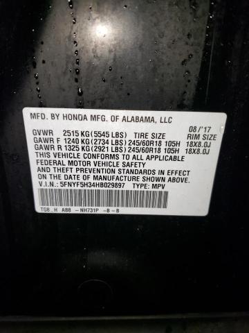 2017 HONDA PILOT EX 5FNYF5H34HB029897
