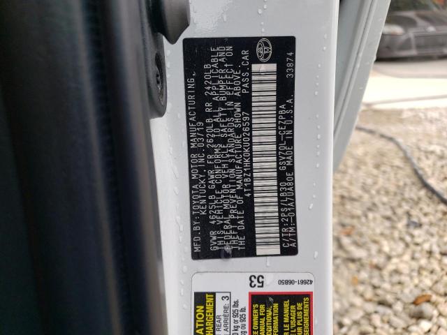 2019 TOYOTA CAMRY XSE 4T1BZ1HK0KU026597