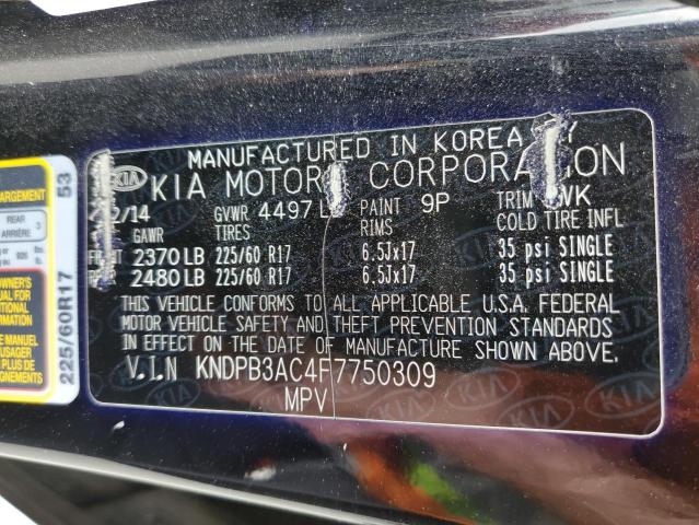 KNDPB3AC4F7750309 KIA Sportage Lx