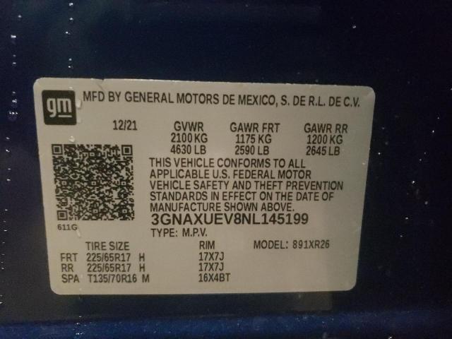 2022 CHEVROLET EQUINOX LT - 3GNAXUEV8NL145199