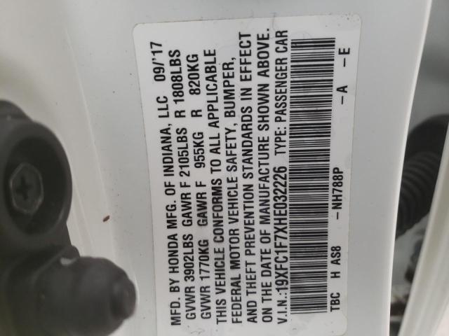 2017 HONDA CIVIC EXL - 19XFC1F7XHE032226