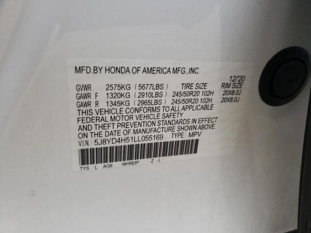 2020 ACURA MDX TECHNO - 5J8YD4H51LL055169