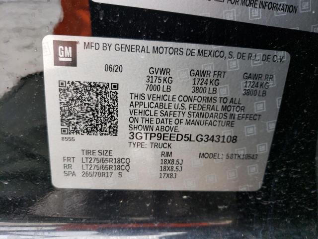 2020 GMC SIERRA K15 3GTP9EED5LG343108