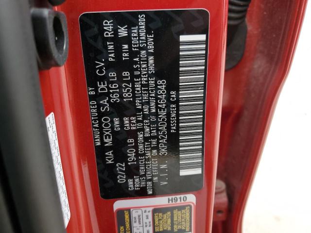 3KPA25AD5NE464848 KIA RIO S