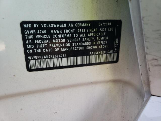 2019 VOLKSWAGEN ARTEON SE WVWFR7AN2KE026754