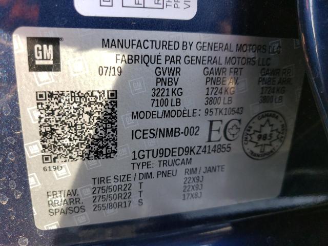 1GTU9DED9KZ414855 GMC Sierra K1500 Slt