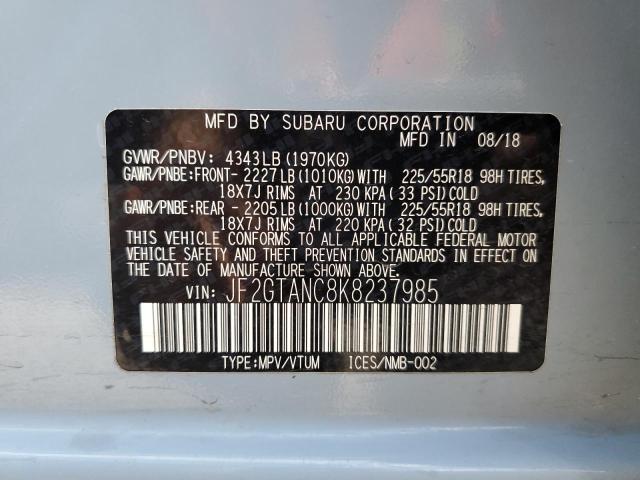 2019 SUBARU CROSSTREK JF2GTANC8K8237985