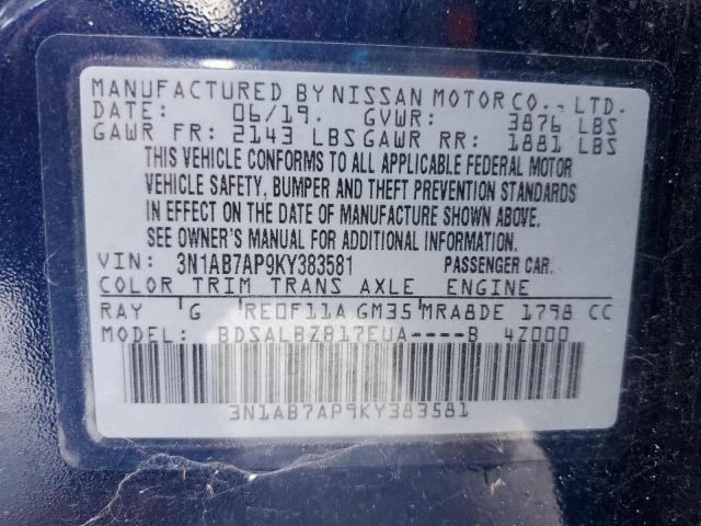 2019 NISSAN SENTRA S 3N1AB7AP9KY383581