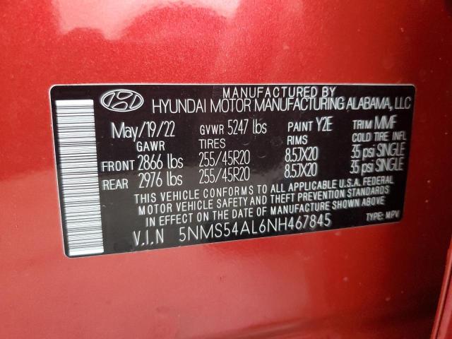 2022 HYUNDAI SANTA FE C 5NMS54AL6NH467845