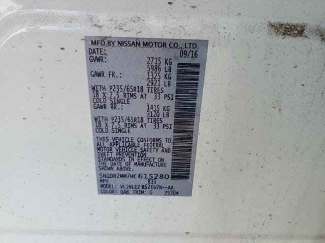 2017 NISSAN PATHFINDER 5N1DR2MM7HC615280