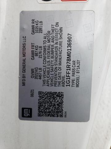 2021 CHEVROLET CAMARO LZ - 1G1FF1R78M0136907