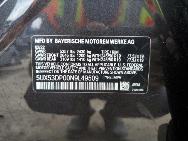 2022 BMW X3 XDRIVE3 - 5UX53DP00N9L49509