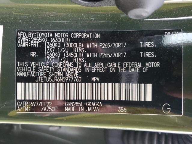 2022 TOYOTA 4RUNNER TR - JTETU5JR6N5977760