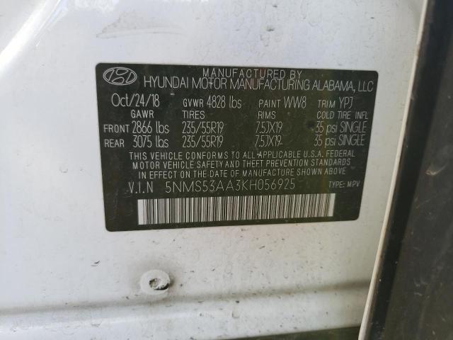 5NMS53AA3KH056925 Hyundai Santa Fe Limited