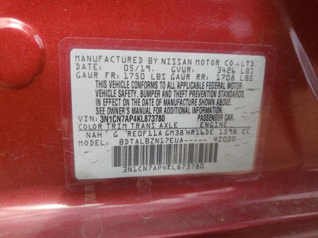 2019 NISSAN VERSA S 3N1CN7AP4KL873780