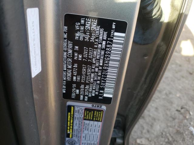 2017 HYUNDAI SANTA FE S 5XYZT3LBXHG398871