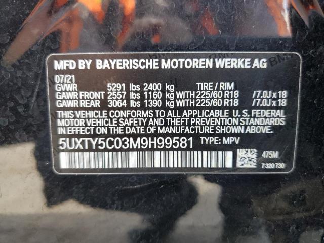 2021 BMW X3 XDRIVE3 - 5UXTY5C03M9H99581