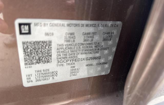 2019 CHEVROLET SILVERADO 3GCPYFED1KG259651