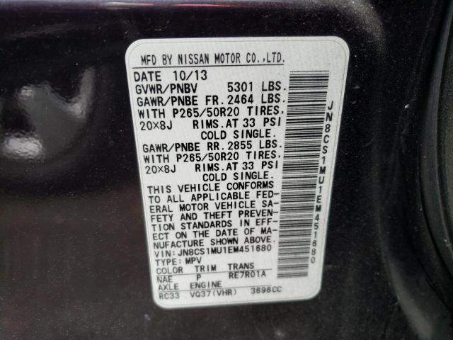 JN8CS1MU1EM451680 Infiniti QX70