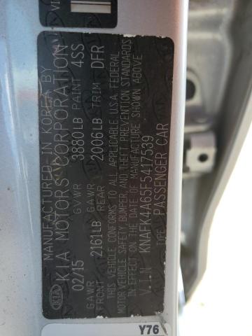 KNAFK4A65F5417539 KIA FORTE LX