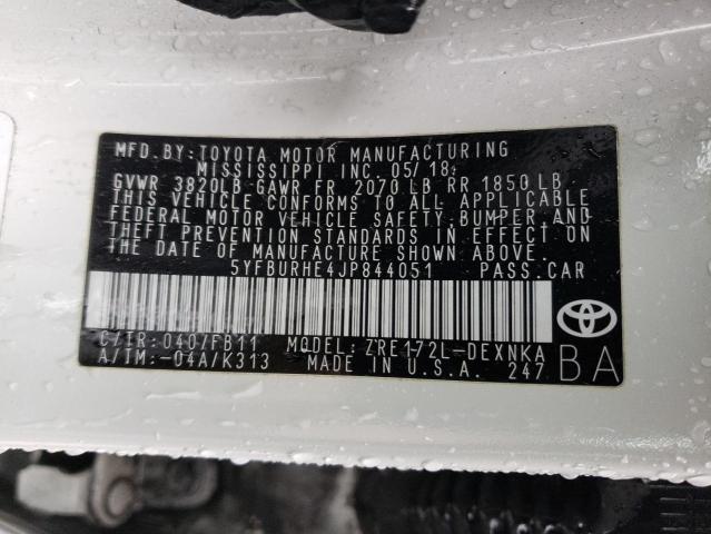 2018 TOYOTA COROLLA L 5YFBURHE4JP844051