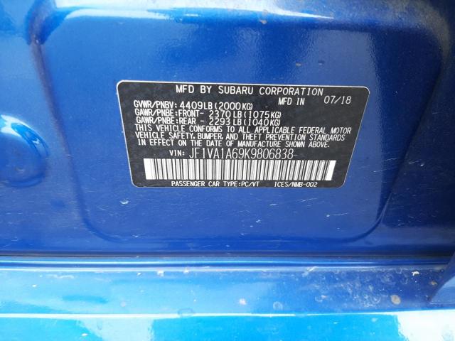 JF1VA1A69K9806838 Subaru WRX