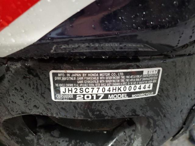 2017 HONDA CBR1000RR - JH2SC7704HK000444