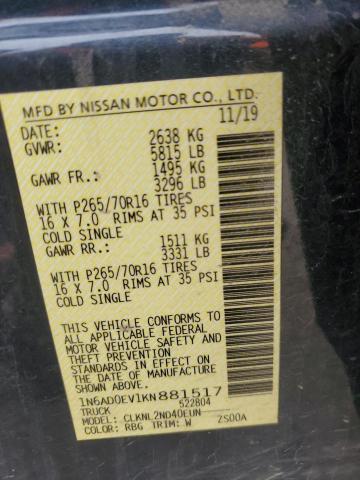 2019 NISSAN FRONTIER S 1N6AD0EV1KN881517