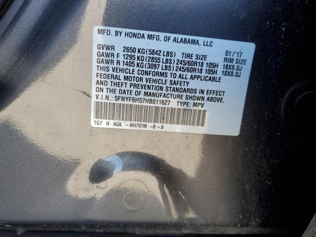 2017 HONDA PILOT EXL - 5FNYF6H57HB011627