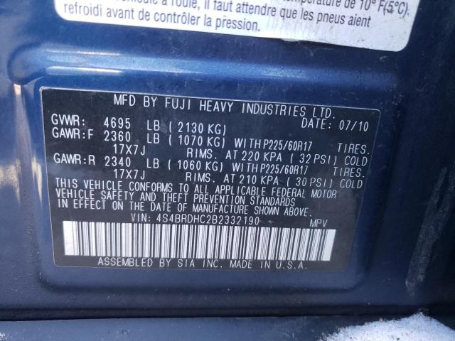 4S4BRDHC2B2332190 Subaru Outback 3.6r Premium