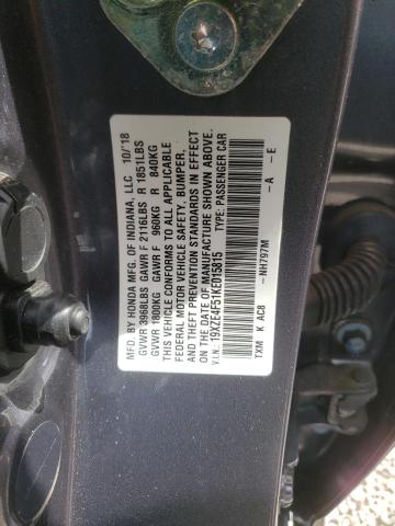 2019 HONDA INSIGHT EX 19XZE4F51KE015815