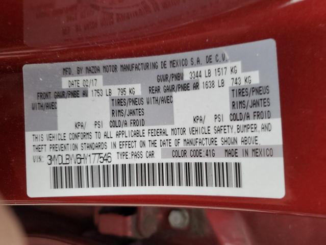 2017 TOYOTA YARIS IA 3MYDLBYV6HY177546