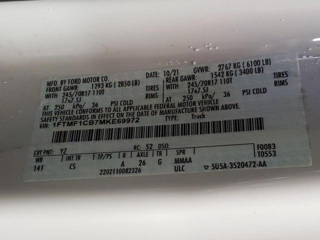 2021 FORD F150 - 1FTMF1CB7MKE69972