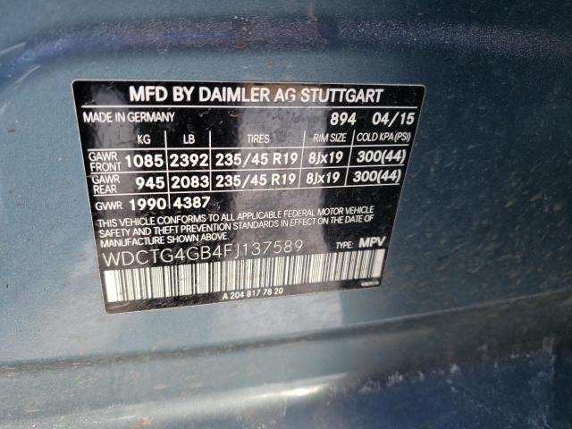 WDCTG4GB4FJ137589 Mercedes-Benz Gla 250 4matic