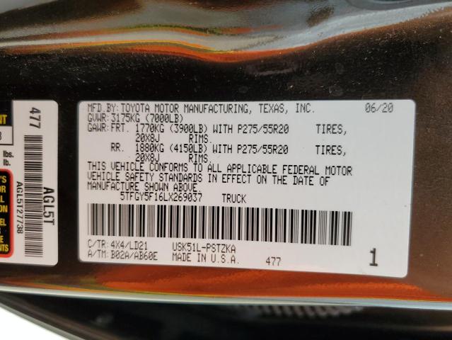 2020 TOYOTA TUNDRA CRE - 5TFGY5F16LX269037