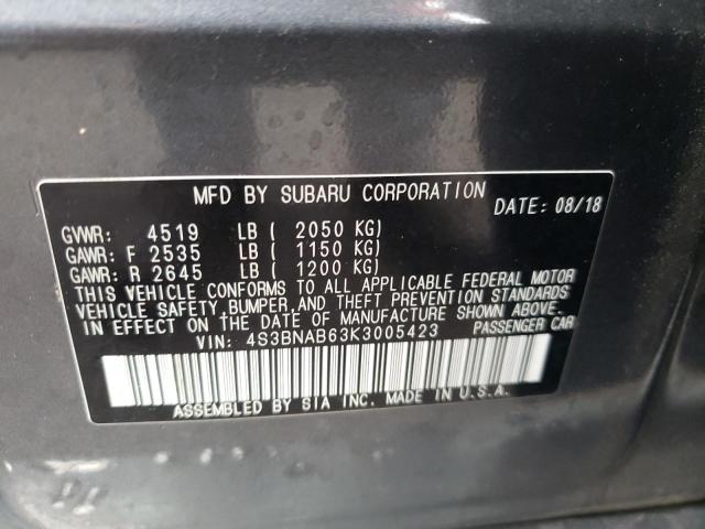 2019 SUBARU LEGACY 2.5 4S3BNAB63K3005423