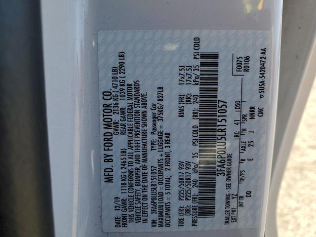 2020 FORD FUSION SE - 3FA6P0LU5LR151057