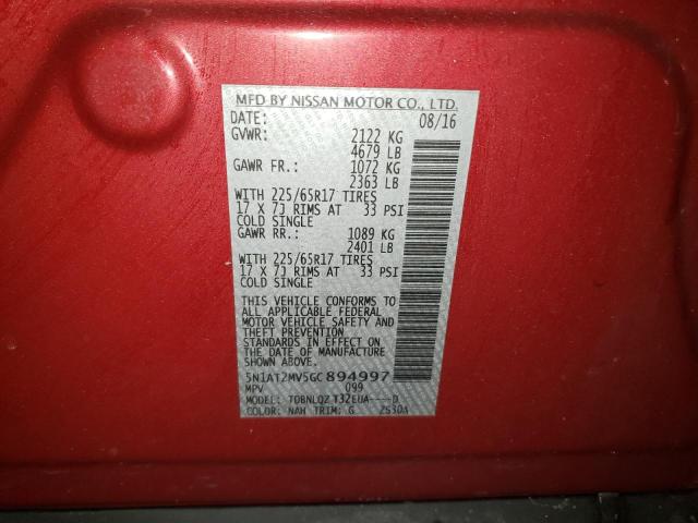 5N1AT2MV5GC894997 Nissan ROGUE S